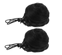 Chignon Décoiffé à Clipser Noir, 1 Paire, Fibre Haute Température