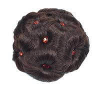 Chignon décoiffé, chignon synthétique avec pince diamantée, chignon rond à fleurs, donut, postiche for femme, for fête de mariage, 75 g(Red)