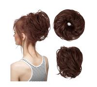 Chignon décoiffé, postiche ondulé et bou houchou synthétique, extensions de cheveux chignon épais, postiches for femme, look élégant ou chic(Dark auburn)