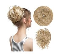 Chignon décoiffé, postiche ondulé et bou houchou synthétique, extensions de cheveux chignon épais, postiches for femme, look élégant ou chic(Dirty blonde)