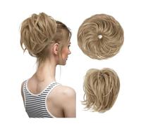 Chignon décoiffé, postiche ondulé et bou houchou synthétique, extensions de cheveux chignon épais, postiches for femme, look élégant ou chic(Ash blonde)