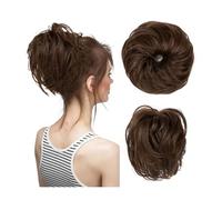 Chignon décoiffé, postiche ondulé et bou houchou synthétique, extensions de cheveux chignon épais, postiches for femme, look élégant ou chic(Medium ash brown)