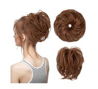 Chignon décoiffé, postiche ondulé et bou houchou synthétique, extensions de cheveux chignon épais, postiches for femme, look élégant ou chic(Copper auburn)