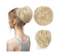 Chignon décoiffé, postiche ondulé et bou houchou synthétique, extensions de cheveux chignon épais, postiches for femme, look élégant ou chic(Beach blonde)