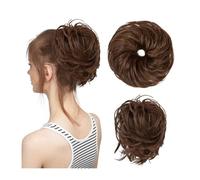 Chignon décoiffé, postiche ondulé et bou houchou synthétique, extensions de cheveux chignon épais, postiches for femme, look élégant ou chic(Light brown)