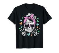 Chignon Décoiffé Squelette Paix T-Shirt