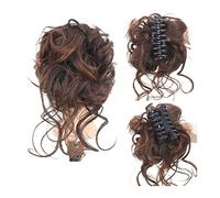 Chignon désordonné, cheveux bouclés et désordonnés, extension de chouchous, 1 pièce de cheveux synthétiques bouclés et ondulés, pince à griffes, chignon pour femmes et filles, vrais cheveux humai