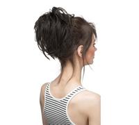 Chignon donut synthétique bouclé, chouchou, chignon décoiffé élastique, postiche, queue de cheval blonde for femme Ponytail Extension(Black brown)