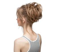 Chignon donut synthétique bouclé, chouchou, chignon décoiffé élastique, postiche, queue de cheval blonde for femme Ponytail Extension(Pecan Blonde)