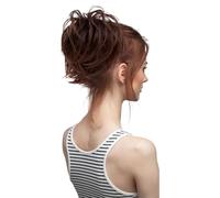 Chignon donut synthétique bouclé, chouchou, chignon décoiffé élastique, postiche, queue de cheval blonde for femme Ponytail Extension(Brown)