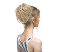 Chignon donut synthétique bouclé, chouchou, chignon décoiffé élastique, postiche, queue de cheval blonde for femme Ponytail Extension(Ash Blonde)