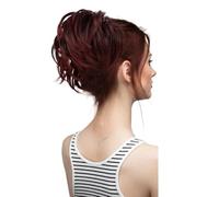 Chignon donut synthétique bouclé, chouchou, chignon décoiffé élastique, postiche, queue de cheval blonde for femme Ponytail Extension(Wine red)
