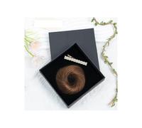 Chignon en cheveux humains Chignon en désordre Postiche en forme de donut avec élastique en caoutchouc Queue de cheval Chouchou for femme Look élégant chic(Dark Brown)