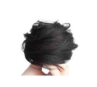 Chignon en cheveux synthétiques en désordre, chignon for perruque en cheveux naturels avec extension de bande élastique Look élégant chic(Natural Black)
