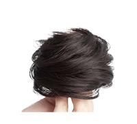 Chignon en cheveux synthétiques en désordre, chignon for perruque en cheveux naturels avec extension de bande élastique Look élégant chic(Brown Black)