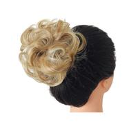 Chignon en Cheveux synthétiques en désordre, chouchous, Faux Cheveux, Bande tressée, postiche élastique, Queue de Cheval bouclée for Femmes Hair Ponytail for Women Girls(Golden Blonde)