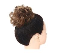 Chignon en Cheveux synthétiques en désordre, chouchous, Faux Cheveux, Bande tressée, postiche élastique, Queue de Cheval bouclée for Femmes Hair Ponytail for Women Girls(Light Golden Brown)