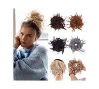 Chignon en désordre Chignon synthétique, chouchous décoiffés, bande élastique, chignon lisse, extension de queue cheval(6AT88)