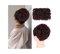 Chignon en désordre Postiche queue de cheval synthétique à clip, chignon ondulé et décoiffé, for femmes noires(99J#)