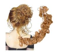 Chignon enroulé DIY, chignon décoiffé, chignon bouclé, ondulé, chouchou, extensions, queue de cheval longue Ponytail Extension(Light brown)