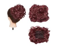 Chignon Extension de cheveux synthétiques bouclée à grand peigne, Chignon à Clip, postiche for femmes, couverture Chignon Chignon pour cheveux pour femme.(Wine red)