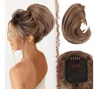 Chignon, Extension de chignon synthétique court for femme: réalisez facilement des chignons et des queues de cheval avec un peigne et un cordon de serrage. pour femme(Brown)