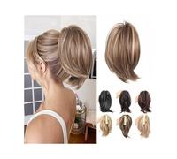 Chignon Extensions de cheveux synthétiques à pinces, chignon lisse, queue cheval Postiches(Grigio)