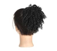 Chignon Extensions de cheveux synthétiques courts afro avec bande élastique, queue cheval bouclée et crépue Postiches(1B)