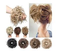 Chignon Fluffy Tousled Updo Messy Hair Bun Hairpiece, Extensions de cheveux synthétiques bouclés Chignon avec bande élastique Postiche instantanée en queue de cheval for femme Chignon pour cheveux pou