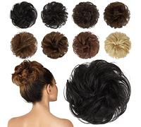 Chignon humain désordonné, 100 % cheveux humains ondulés, bouclés, chouchou étouffés, pour femmes et filles, blond clair