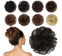 Chignon humain désordonné, 100 % cheveux humains ondulés, bouclés, chouchou étouffés, pour femmes et filles, blond clair