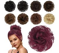 Chignon humain désordonné, 100 % cheveux humains ondulés, bouclés, chouchou étouffés, pour femmes et filles, blond clair
