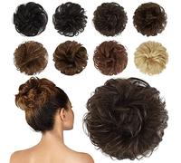 Chignon humain désordonné, 100 % cheveux humains ondulés, bouclés, chouchou étouffés, pour femmes et filles, blond clair