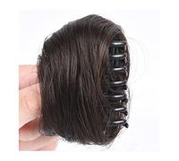 Chignon humain désordonné à clipser - Chignon synthétique - Ondulé et bouclé - Chignon étouffé - Postiche queue de cheval pour femme (marron clair)