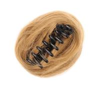 Chignon humain désordonné à clipser - Chignon synthétique - Ondulé et bouclé - Chignon étouffé - Postiche queue de cheval pour femme (marron clair)