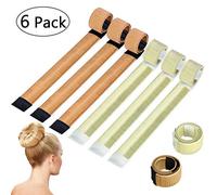 Chignon Magique, 6 PCS d'Outils de Coiffure Bande de Chignon Bun Maker Set Accessoire de Cheveux pour Filles Femmes (Blond, Café)