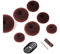 Chignon magique, 7 PCS Accessoires de Coiffure avec 5 élastiques à cheveux, 20 épingles à cheveux, Accessoires de Coiffure pour Kids Filles Femmes (Marron)
