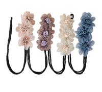 Chignon Magique Bandeau Chignon, 4 pcs fleur Pince à Cheveux en Tissu, Fabricant de Chignon de Cheveux Accessoire, Coiffure Donut Bun Maker, pour Femmes et Filles