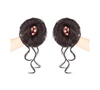 Chignon Messy 2Pcs Chignon Donut Droit Synthétique Avec Bande De Caoutchouc Élastique Chouchous Chignon Chignon Chignon Extensions De Postiches Pour Femmes Vrais Chignons De Cheveux Humains (Colo