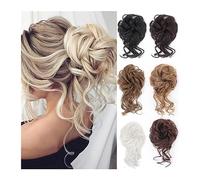 Chignon Messy Bun Hair Piece Synthétique Wavy Curly Hair Chignon Chouchous avec Bande Élastique Tousled Updo avec Vrilles Postiches Extensions for Femmes Filles Chignon Elastique (Color : M2-33)