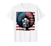 Chignon patriotique afro-américain noir 4 juillet T-Shirt