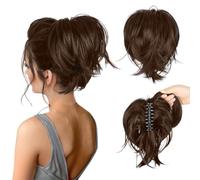 Chignon, Pince à cheveux for chignon décoiffé, queue de cheval, boulette de viande et cheveux lisses Perruques(Dark brown)