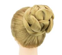 Chignon Postiche 1 pièces cheveux synthétiques tressés désordre bouclé Chignon danseur couverture de cheveux beignet postiches chouchous chignons perruque chignon for la fête(Ash Blonde)