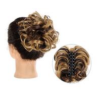 Chignon Postiche Cheveux 1-Pack Messy Bun Griffe Clip Morceaux De Cheveux Synthétiques Ondulés Bouclés Chignon Extension Queue Cheval Perruque Cravate
