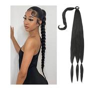 Chignon Postiche Cheveux 80cm synthétique enveloppant long tressé queue de cheval extension de cheveux bandeau perruque synthétique pièce chignon for un usage quotidien des femmes Morceau de Cheveux C
