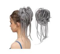 Chignon, Postiche Chignon Élastique Synthétique Bouclé Chouchou Noir Blond Brun Chignon Band Updo Donut for Femmes Faux Cheveux pour femme(Ash gray)