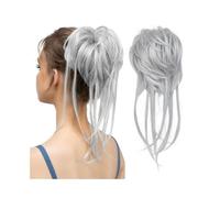 Chignon, Postiche Chignon Élastique Synthétique Bouclé Chouchou Noir Blond Brun Chignon Band Updo Donut for Femmes Faux Cheveux Extensions de cheveux(Gray)