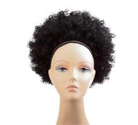 Chignon Postiche Chignon synthétique court de 10 pouces, 1 pièce, queue de cheval avec cordon de serrage, Chignon bouffant Afro for femmes noires, Extension capillaire crépue et bouclée à Clip(#1B)