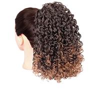 Chignon Postiche Décoiffé pour Femmes 12 "cordon queue de cheval Extension cheveux synthétique bouclés perruque pince à élastique for les femmes noires(D)