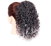 Chignon Postiche Décoiffé pour Femmes 12 "cordon queue de cheval Extension cheveux synthétique bouclés perruque pince à élastique for les femmes noires(E)